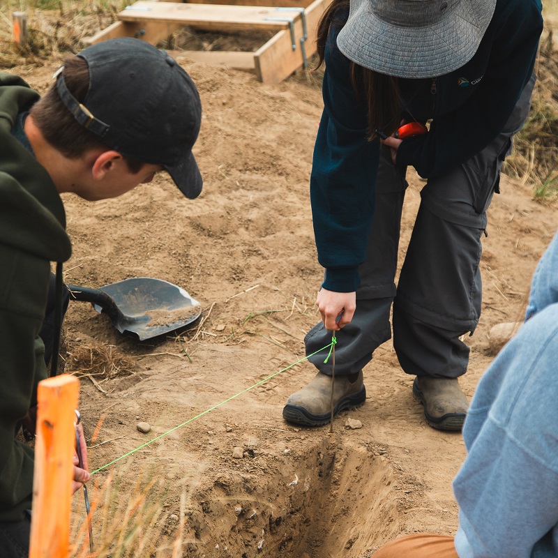 Boyd Archaeological Field School students take part in an excavation at the Sebastien site
