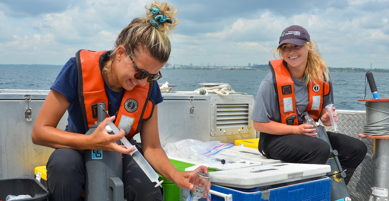 TRCA field staff conduct Lake Ontario water quality monitoring on the Ajax waterfront