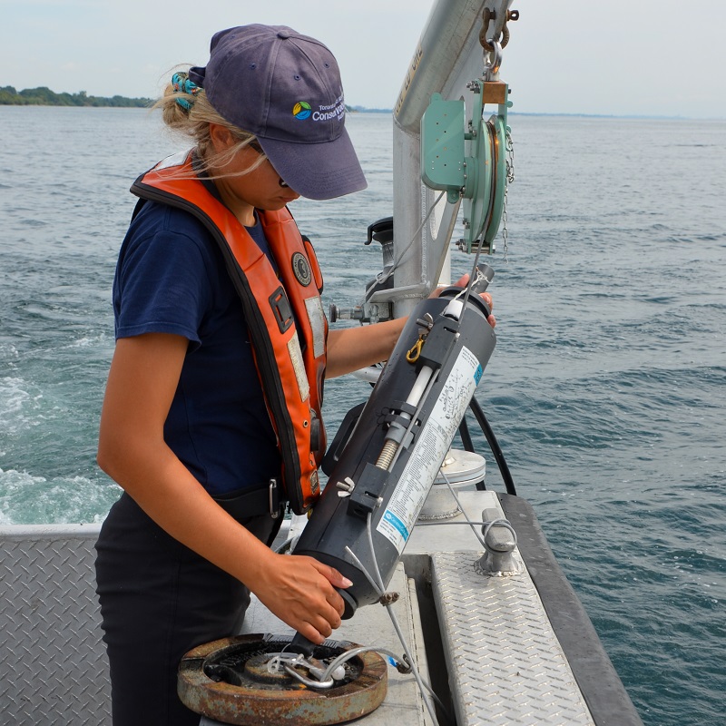 TRCA field staff conduct water quality monitoring on the Ajax waterfront