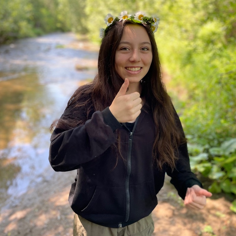 a student takes part in a stream study during an overnight field trip to Claremont Nature Centre