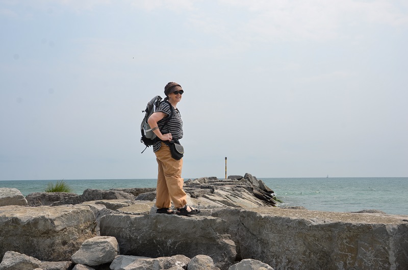 a TRCA research scientist inspects erosion and restoration projects on the Lake Ontario waterfront