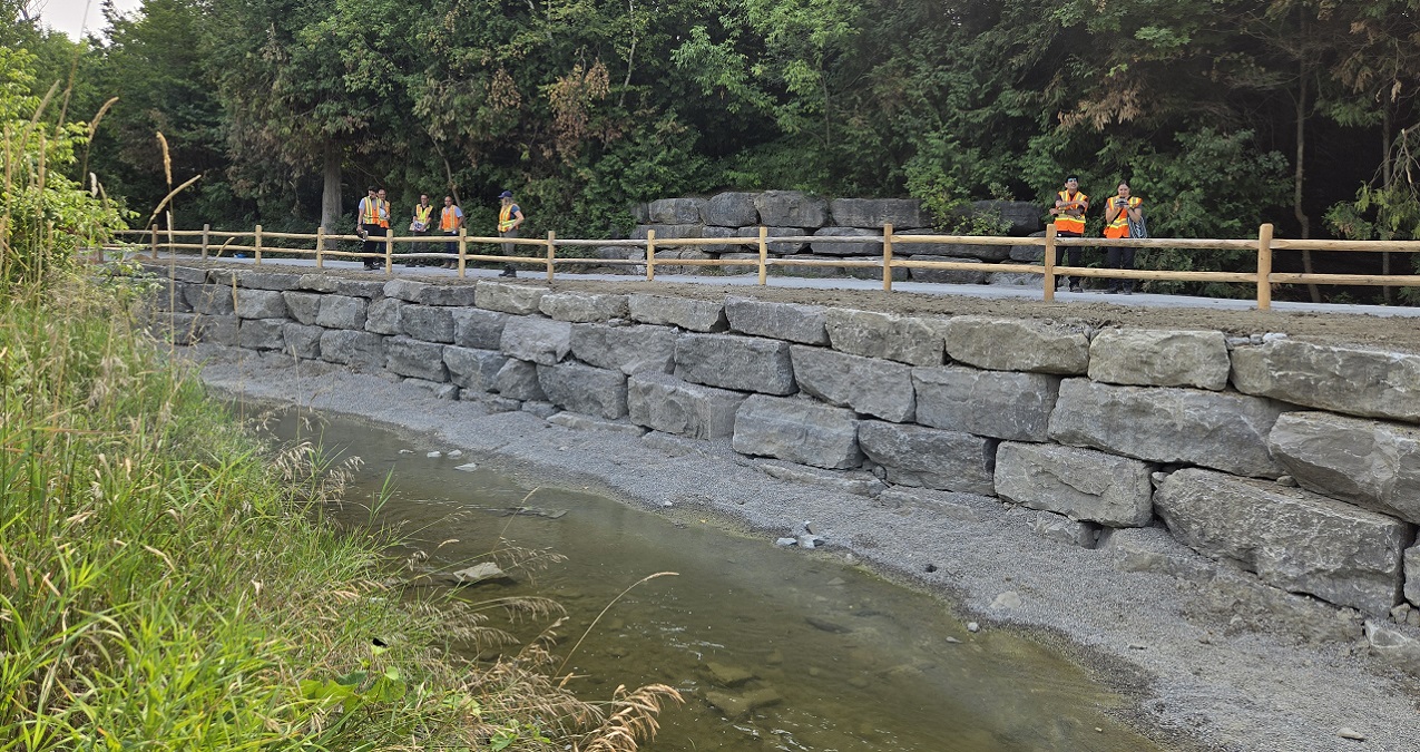 East Humber River bank stabilization project - completed armourstone wall
