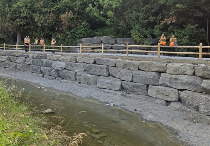 East Humber River bank stabilization project - completed armourstone wall