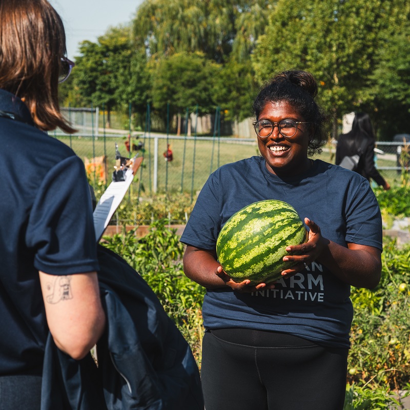 TRCA team members and dignitaries tour an urban agriculture project site in the Rexdale SNAP neighbourhood