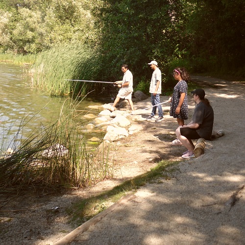 a group of anglers fishing together at Heart Lake Conservation Park