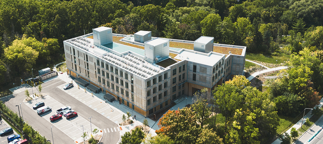 Aerial view of TRCA's Administrative Office. Photo captured September 2025.