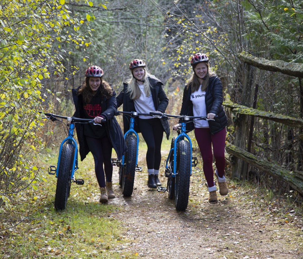 students enjoy fat biking on the trails at Albion Hills Field Centre