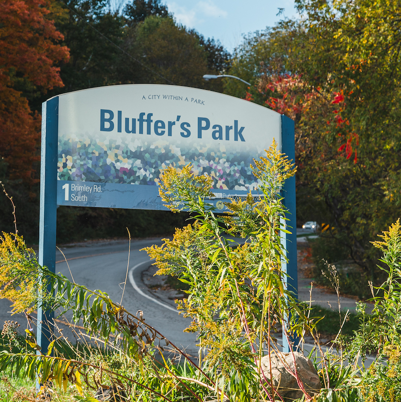 Bluffers Park sign