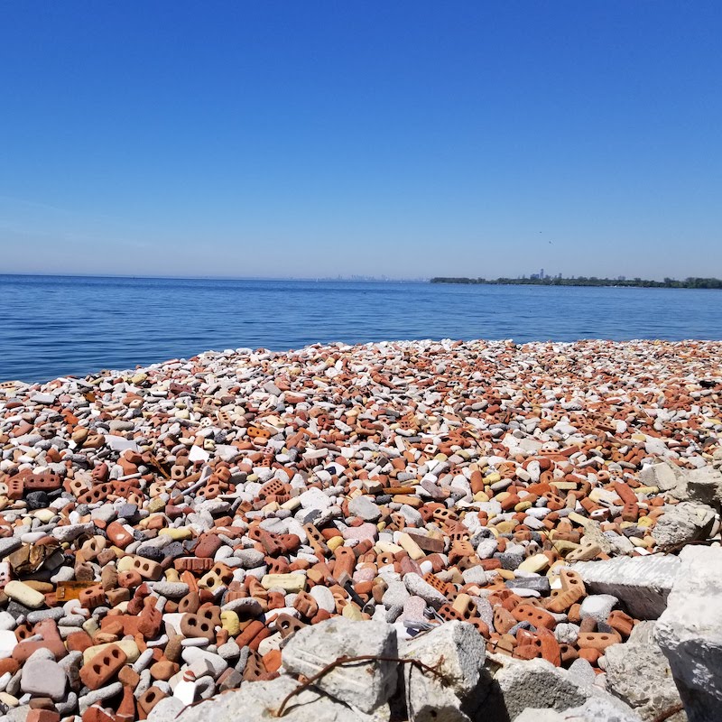 a cobble beach at Tommy Thompson Park