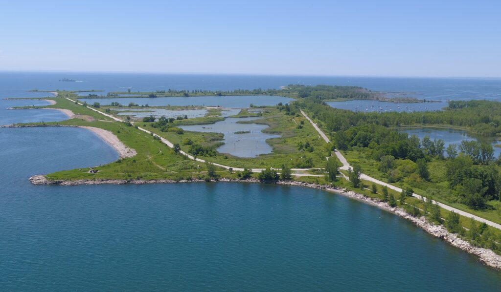 an aerial view of Tommy Thompson Park