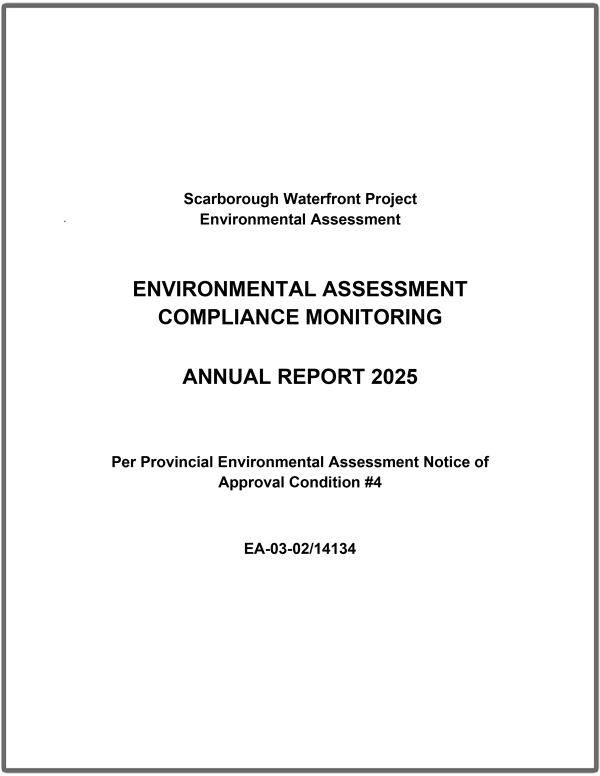 Scarborough Waterfront Project - Environmental Assessment Compliance - Annual Report 2025