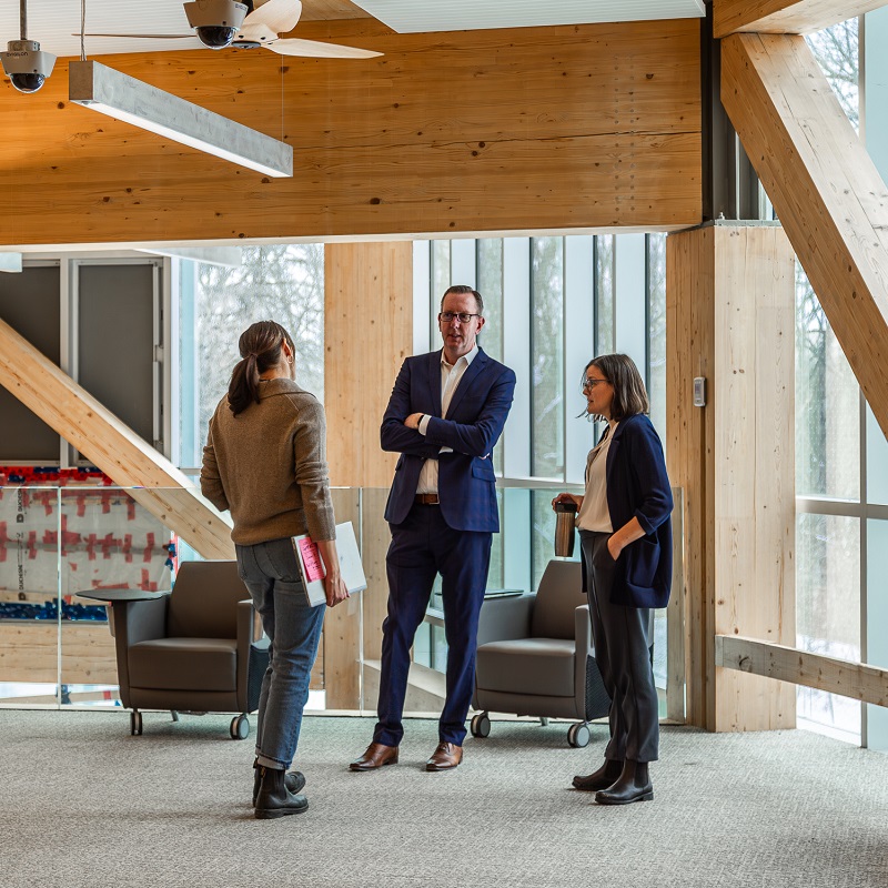 TRCA team members explore the new administrative office building at 5 Shoreham Drive in Toronto