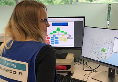 a flood officer on duty at the TRCA flood forecasting and warning centre