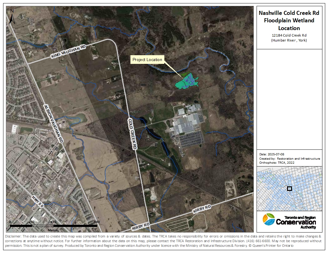 a map showing the location of the Nashville Conservation Reserve Floodplain Wetland project area