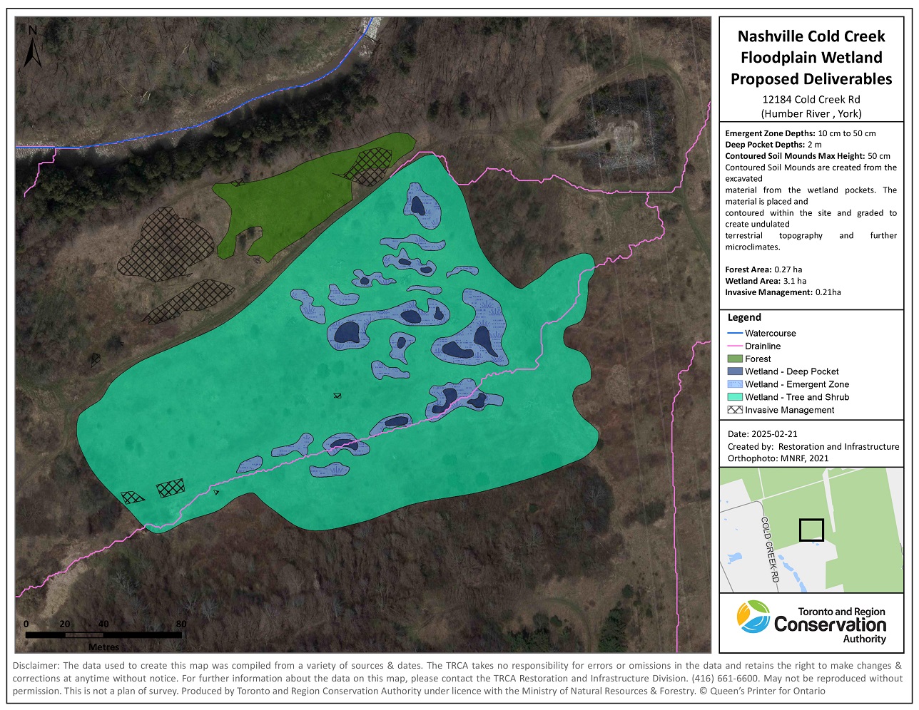 a map showing the proposed deliverables for the Nashville Conservation Reserve -Floodplain Wetland project