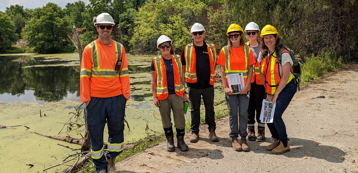 TRCA team members pose for a group photograph at the site of the Donnelly Ponds restoration project