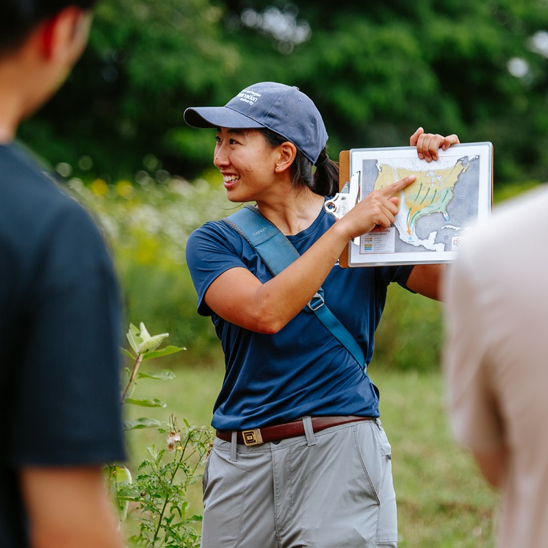 a TRCA educator leads a school field trip to a conservation area