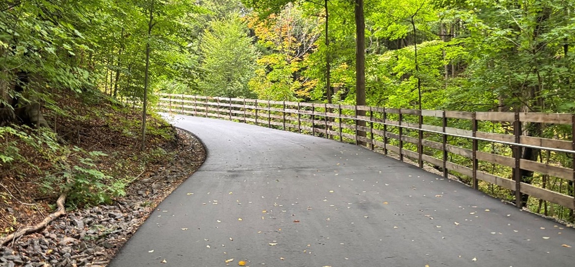 East Don Trail project - Asphalt paving fencing and handrail along Bermondsey Road