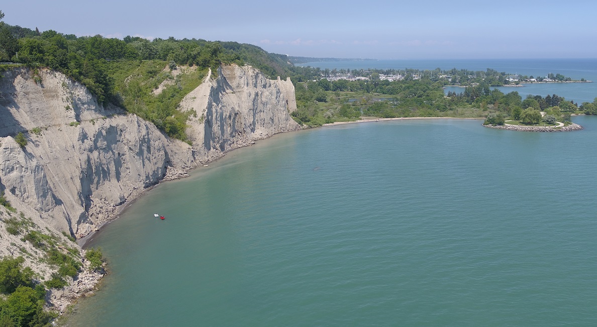 an aerial view of the Scarborough Bluffs West