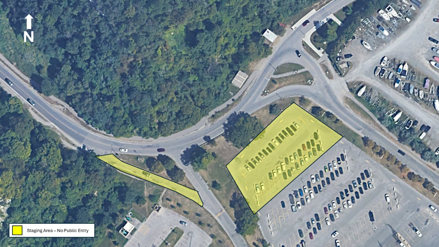 a map of the staging area for the construction of the  Brimley Road South multi-use trail