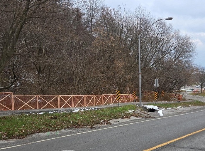 fencing in place for the construction of the Brimley Road South multi-use trail
