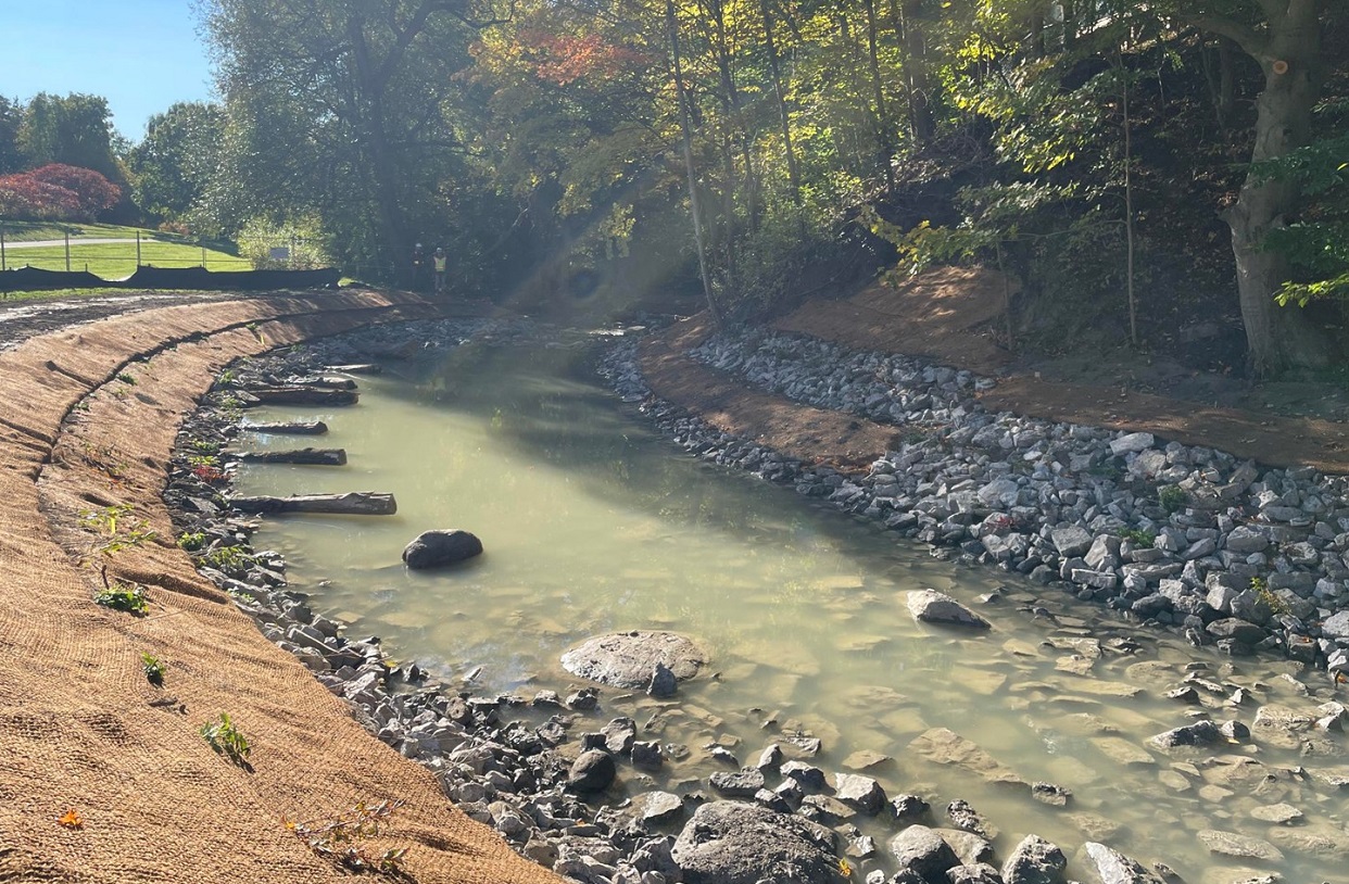 completed erosion control works along Wilket Creek within Windfields Park