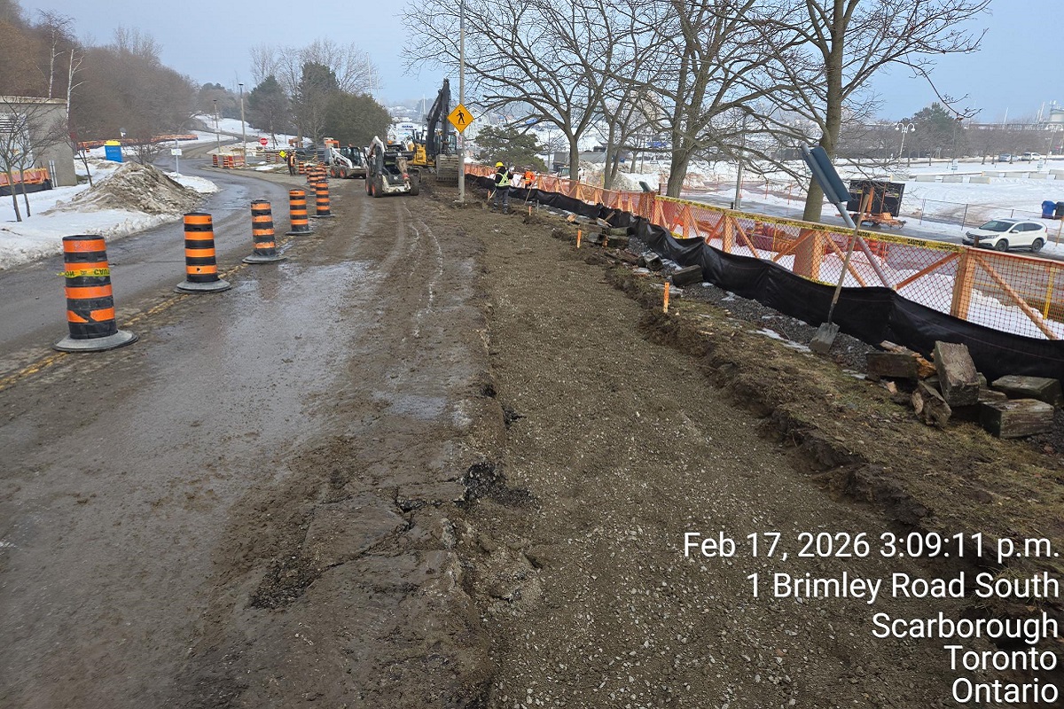 Brimley Road South Multi-use Trail Construction in progress