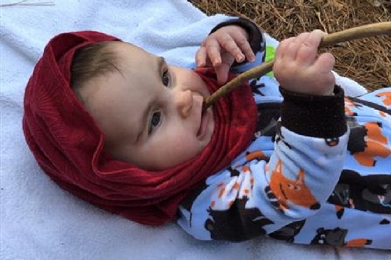 an infant experiences the sights and sounds of Claireville Conservation Area in the Nature Babies program