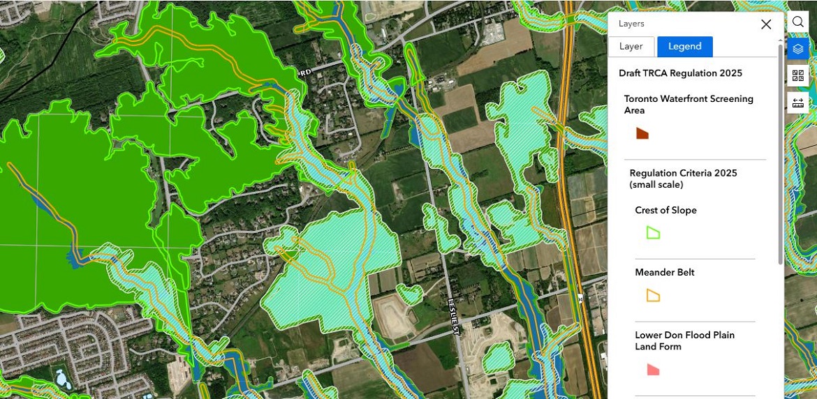 screenshot of the TRCA regulation mapping viewer displaying the legend tab