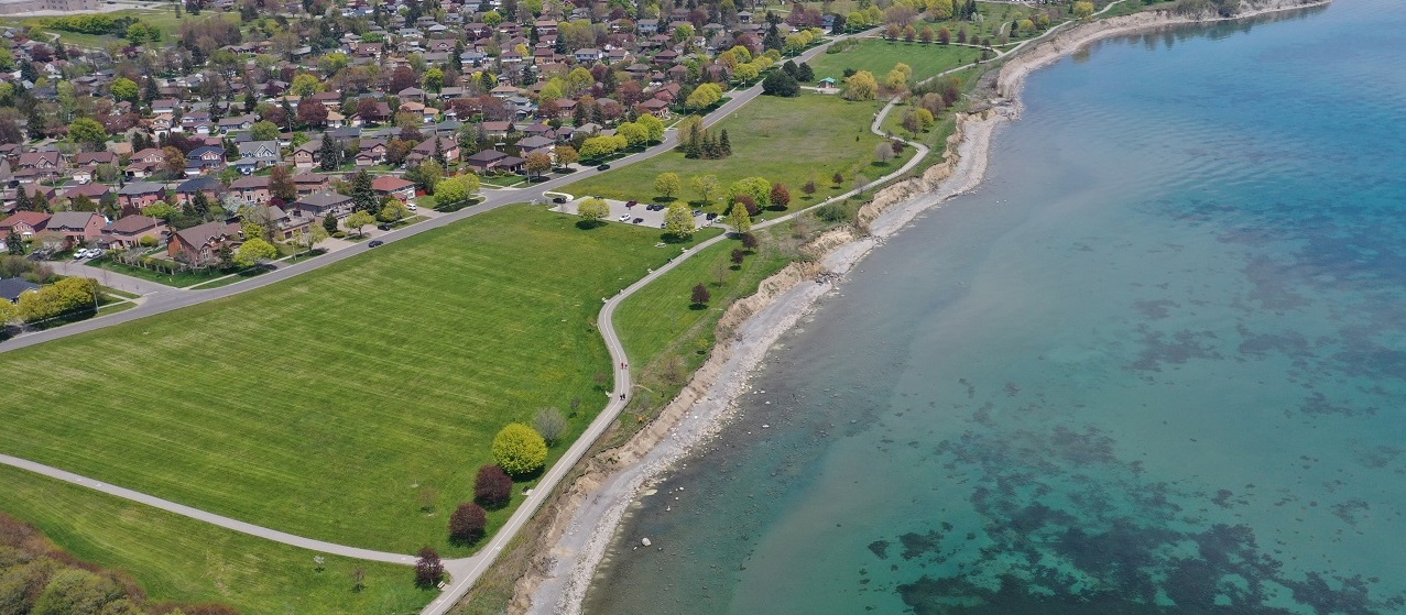 an aerial view of the Ajax Shoreline Project area
