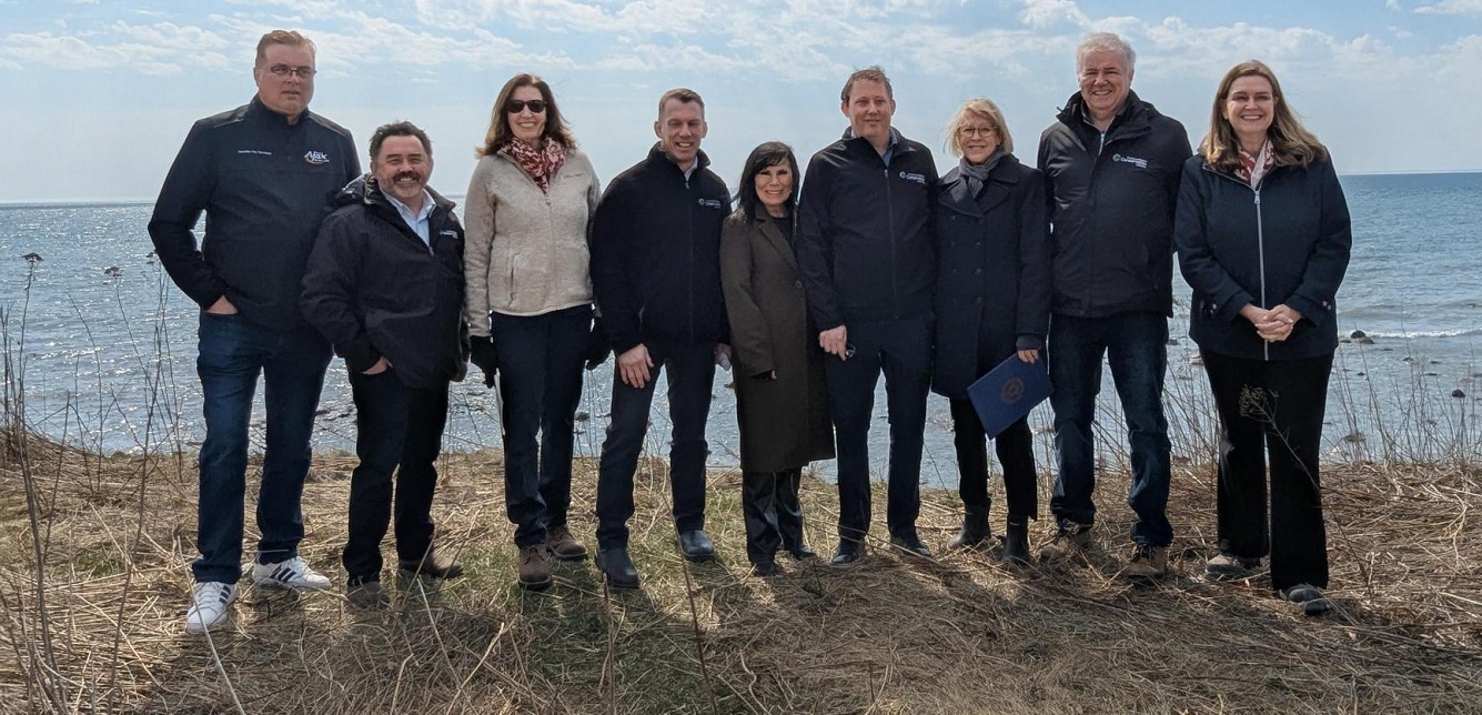 Dignitaries gather for the official launch of the Ajax Shoreline Restoration project