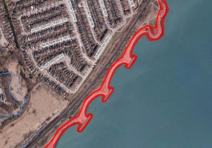 map of the Port Union Port Union Waterfront Park Shoreline Maintenance project area