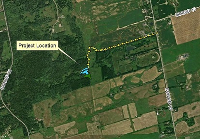 map of the Cold Creek Conservation Area Hydro Wetland Restoration project site