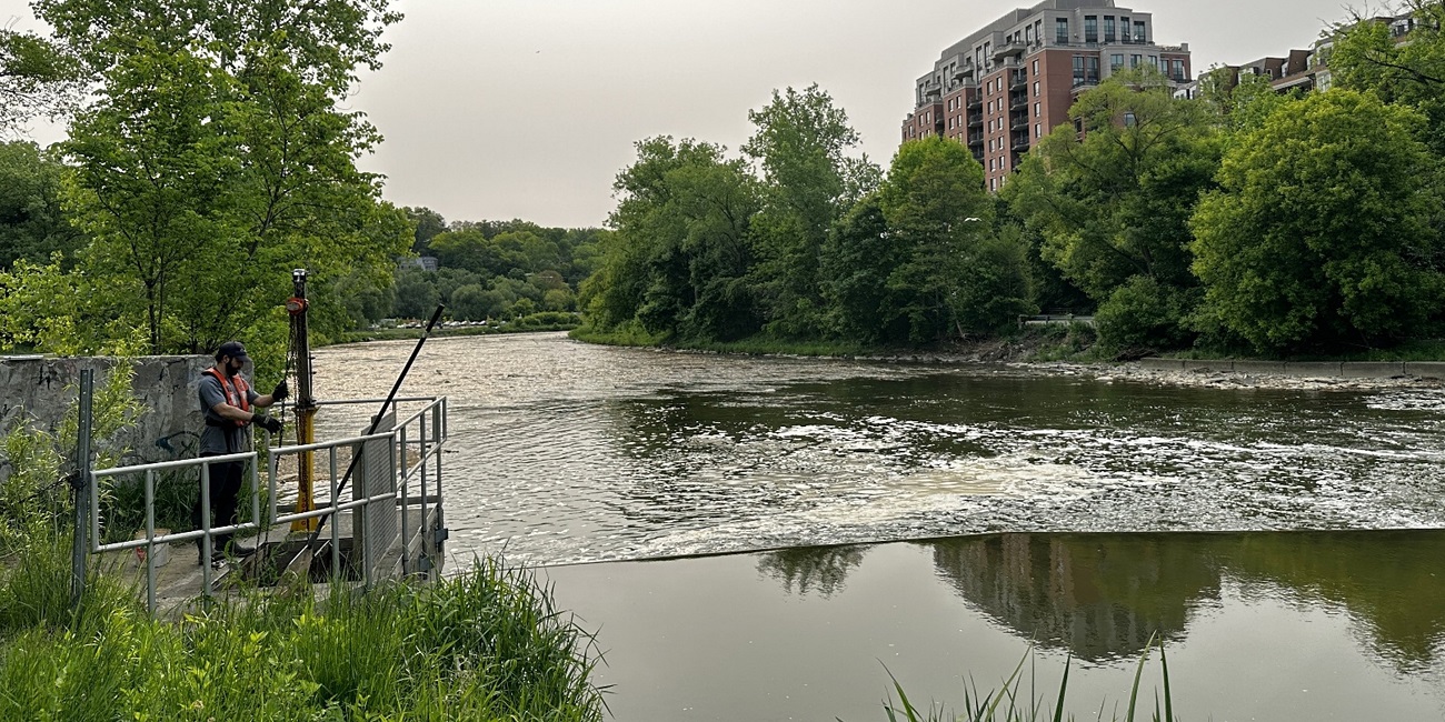 TRCA team member installs traps to capture invasive Sea Lamprey