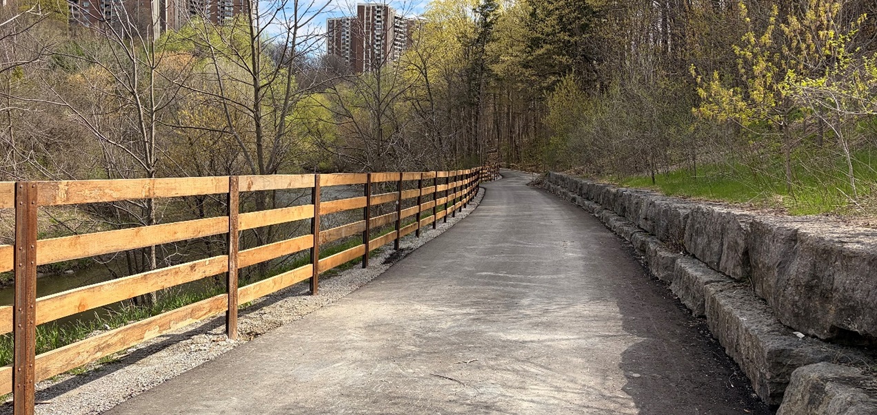 Fencing and handrail along a section of the East Don Trail