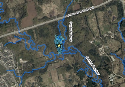map of the Kortright Wetland and Stream Restoration project location