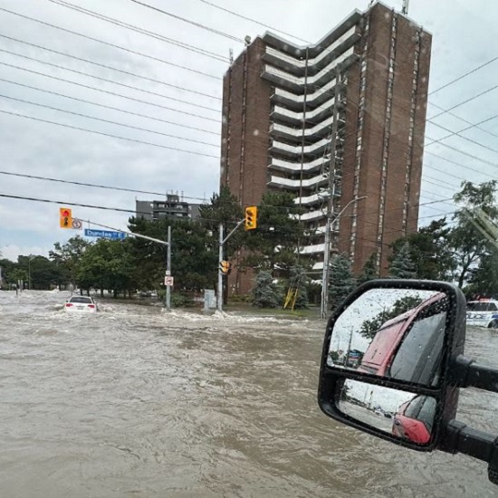 flooding at Queen Frederica Drive in Mississauga