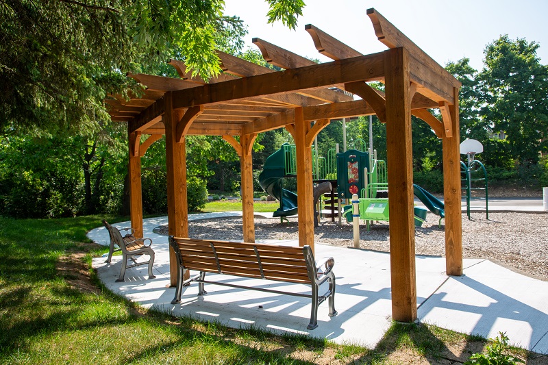 the revitalized Heritage Hills Parkette in West Bolton