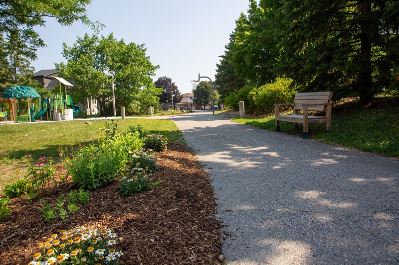 the revitalized Heritage Hills Parkette in West Bolton