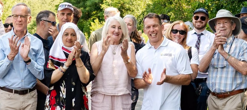 dignitaries celebrate the completion and opening of Phase 1 of the East Don Trail Project