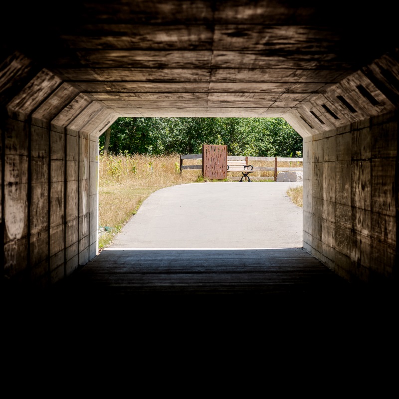 a concrete structural tunnel on the East Don Trail