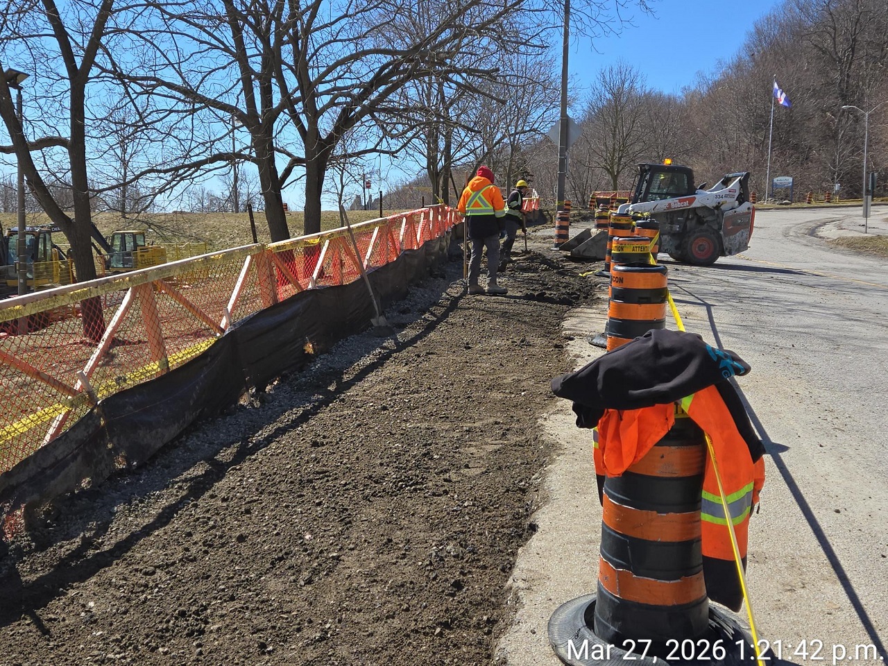 construction work underway at the south end of the Brimley Road South multi-use trail site