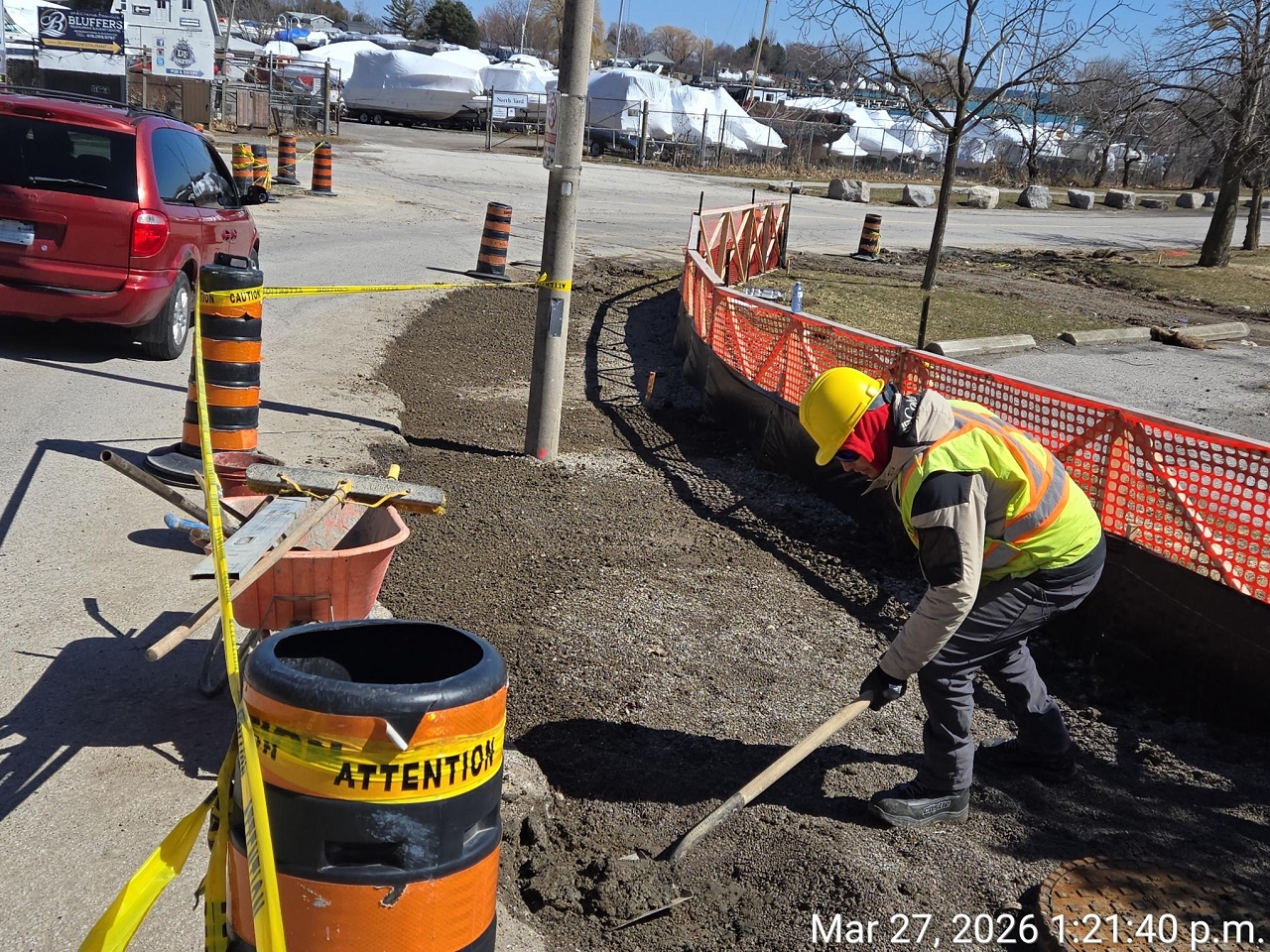 construction work underway at the south end of the site.