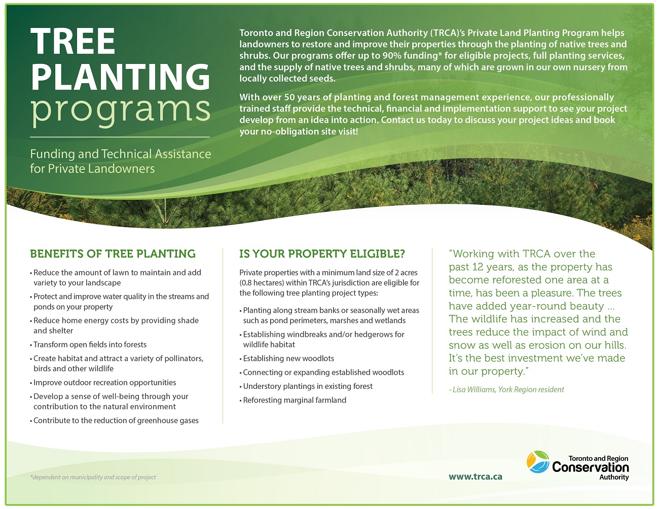 TRCA Private Land Tree Planting program flyer