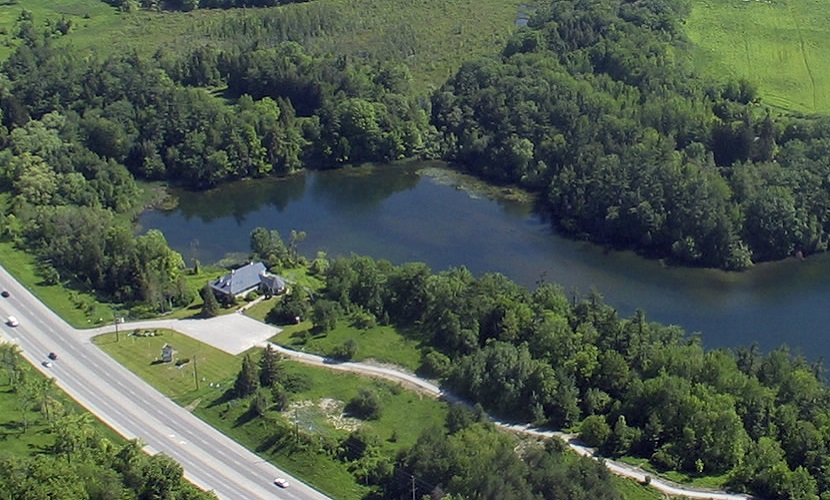 aerial view of Bond Lake and surrounding area
