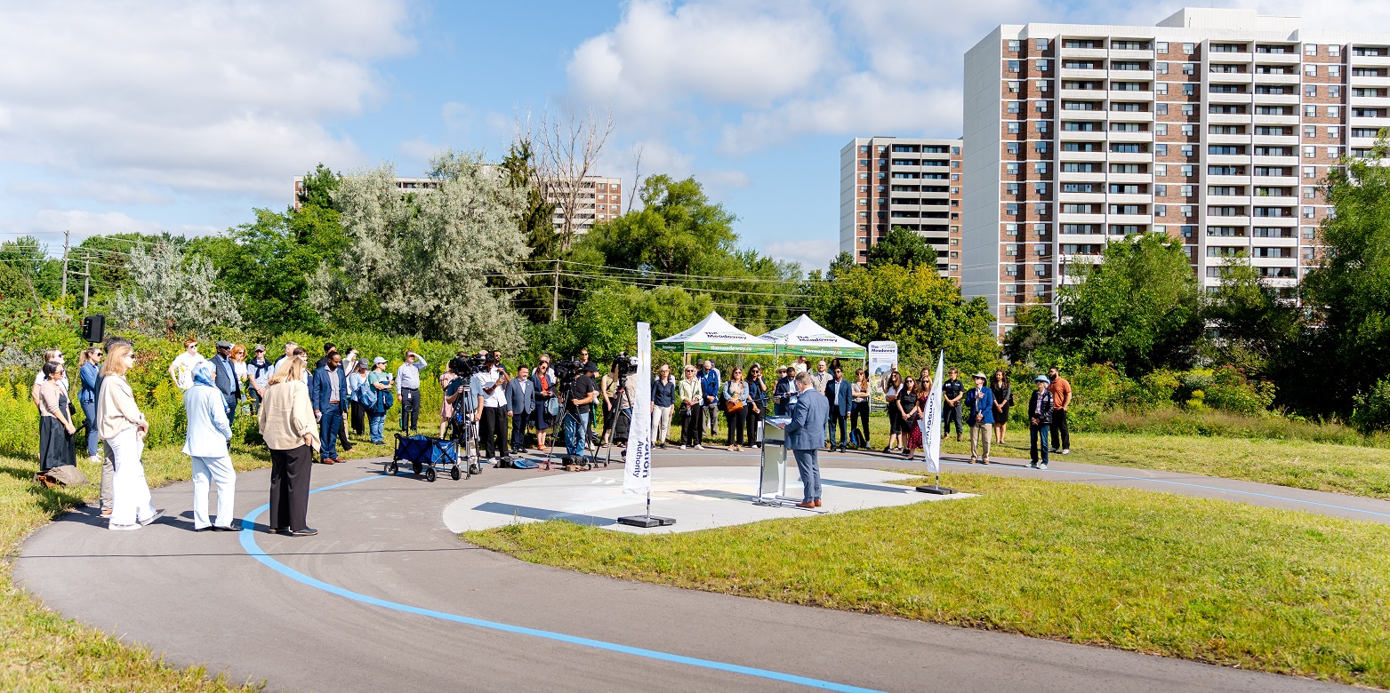 dignitaries gather to celebrate the official; opening of Section 3 of The Meadoway