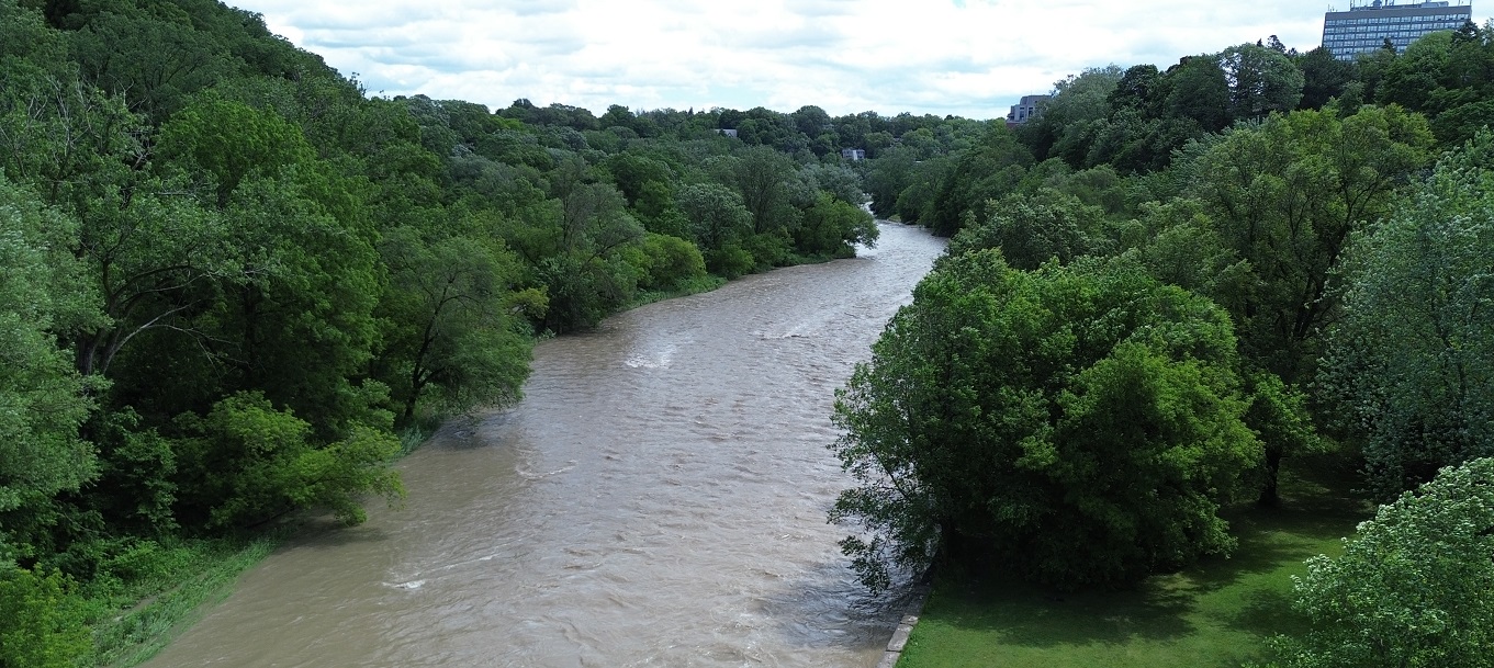 rising water levels in Black Creek following a storm event