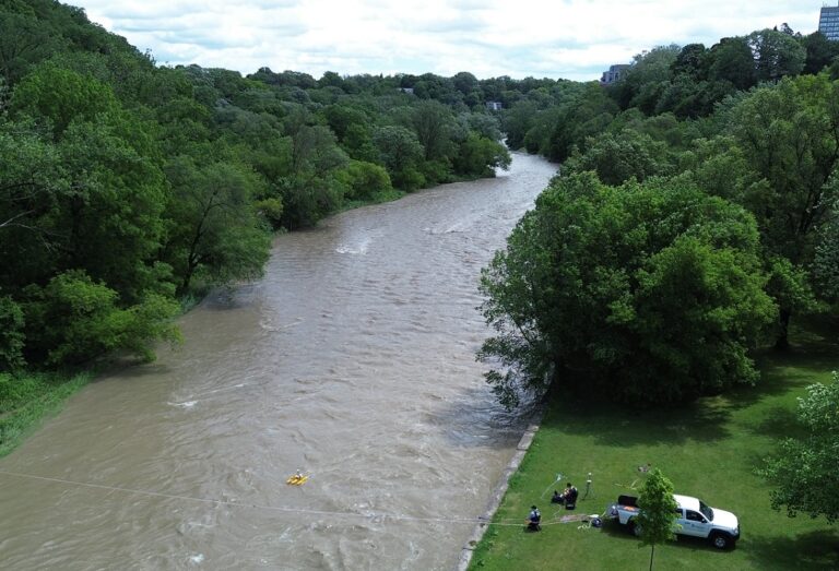 rising water levels in Black Creek following a storm event